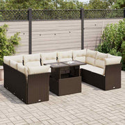 Loungeset 10-delig poly rattan bruin