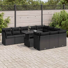 Loungeset 11-delig poly rattan zwart
