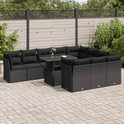 Loungeset 11-delig poly rattan zwart