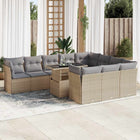 11-delige Tuinset met kussens poly rattan beige