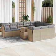 Tuinset 11-delig poly rattan beige