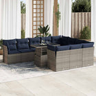 Loungeset poly rattan 11-delig grijs