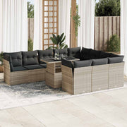 Loungeset 11-delig poly rattan lichtgrijs