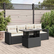 Loungeset poly rattan zwart 5-delig