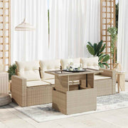 Loungeset 5-delig poly rattan beige