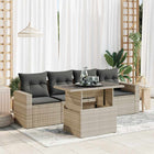 5-piece Lounge Set with cushions poly rattan light gray