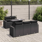 6-piece Lounge Set with Cushions Poly Rattan Black