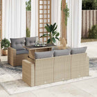 6-piece Lounge Set with cushions poly rattan beige