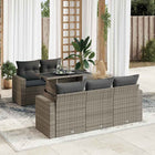 6-piece Lounge Set with Cushions Poly Rattan Grey