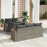 Loungeset 6-delig poly rattan grijs