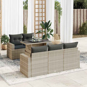 Loungeset 6-delig poly rattan lichtgrijs