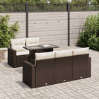 6-piece Lounge Set with Cushions Poly Rattan Brown