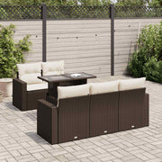 Loungeset 6-delig poly rattan bruin