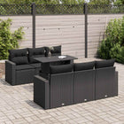 7-piece lounge set with cushions poly rattan black
