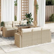 Loungeset 7-delig poly rattan beige