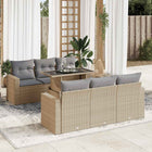 7-delige Loungeset met kussens poly rattan beige