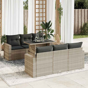 Loungeset 7-delig poly rattan lichtgrijs