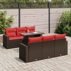 7-Piece Rattan Acacia Brown Lounge Set with Cushions