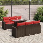 Loungeset 7-delig poly rattan acacia bruin