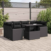 Loungeset 7-delig poly rattan zwart