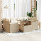 Loungeset 7-delig poly rattan beige met opbergruimte