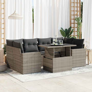 Loungeset 7-delig poly rattan grijs