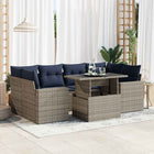 Loungeset 7-delig poly rattan acacia grijs