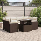 7-delige Loungeset met kussens poly rattan bruin