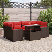 Loungeset 7-delig poly rattan acacia bruin