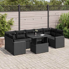 8-piece Lounge Set with Cushions Polyrattan Black