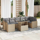 8-delige Loungeset met kussens poly rattan beige