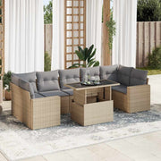Loungeset 8-delig poly rattan beige
