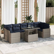Loungeset 8-delig poly rattan grijs