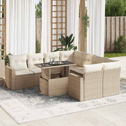 Loungeset 9-delig poly rattan beige