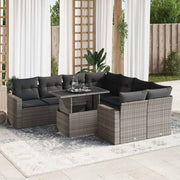 Loungeset 9-delig poly rattan grijs