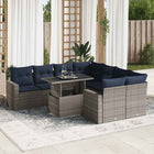 Loungeset 9-delig poly rattan grijs