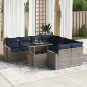 Loungeset 9-delig poly rattan grijs