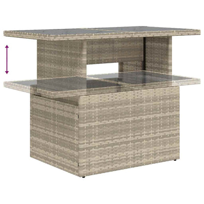 9-delige Loungeset met kussens poly rattan lichtgrijs