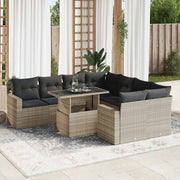 Loungeset 9-delig poly rattan lichtgrijs