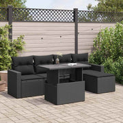 Loungeset 6-delig poly rattan zwart