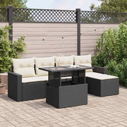 Loungeset 6-delig poly rattan zwart