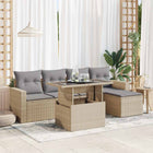 6-piece Lounge Set with cushions poly rattan beige