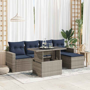 Loungeset 6-delig poly rattan grijs