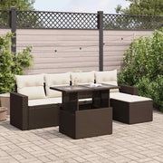 Loungeset 6-delig poly rattan bruin