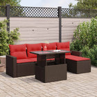 6-piece Lounge Set with Cushions Poly Rattan Acacia Brown