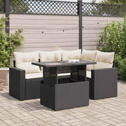 Loungeset 5-delig poly rattan zwart