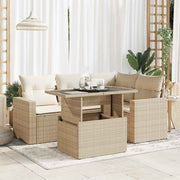 Loungeset 5-delig poly rattan beige