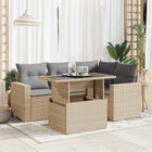 5-piece Loungeset with Cushions Poly Rattan Beige