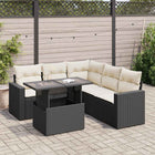 6-piece Lounge Set with Cushions Poly Rattan Black