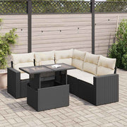 Loungeset 6-delig poly rattan zwart